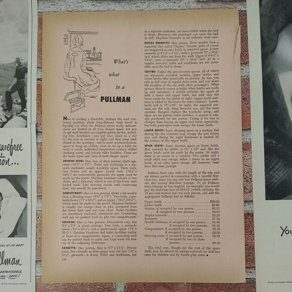 1950 Pullman Sleep Like a Baby Vtg Magazine Print Article Train Berth Rest Scene - Picture 7 of 16